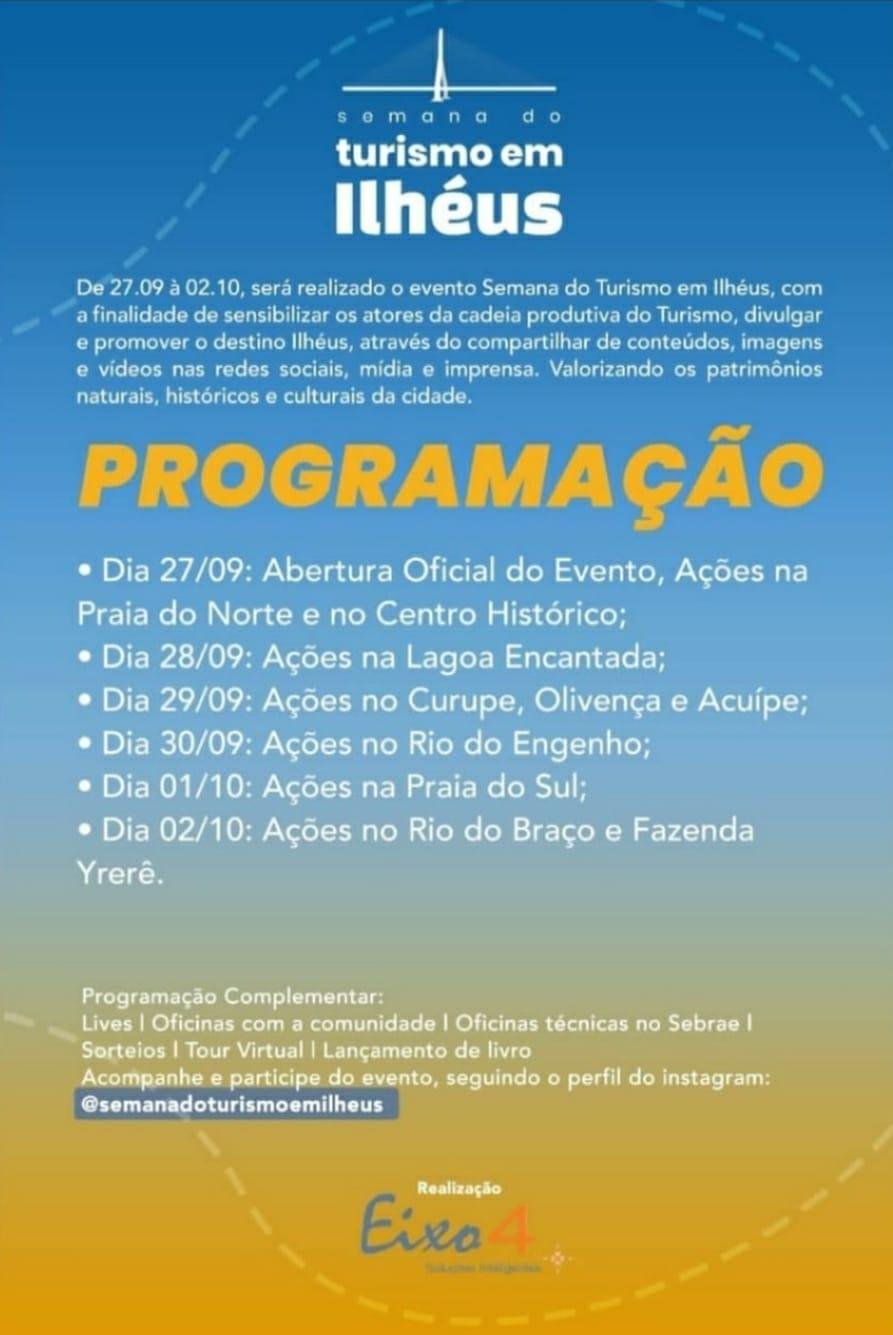 SEMANA DO TURISMO EM ILHÉUS VAI IMPULSIONAR DESENVOLVIMENTO SUSTENTÁVEL DO SETOR SEMANA DO TURISMO EM ILHÉUS VAI IMPULSIONAR DESENVOLVIMENTO SUSTENTÁVEL DO SETOR