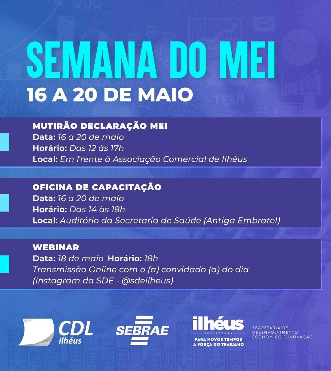 PREFEITURA DE ILHÉUS PROMOVE SEMANA DO MEI DE 16 A 20 DE MAIO