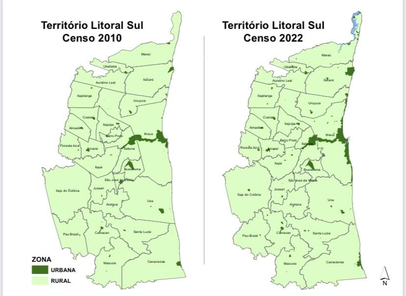 MAPAS COMPARATIVOS COM DADOS DOS CENSOS AUMENTO DA MANCHA URBANA EM ILHÉUS; CONFIRA 