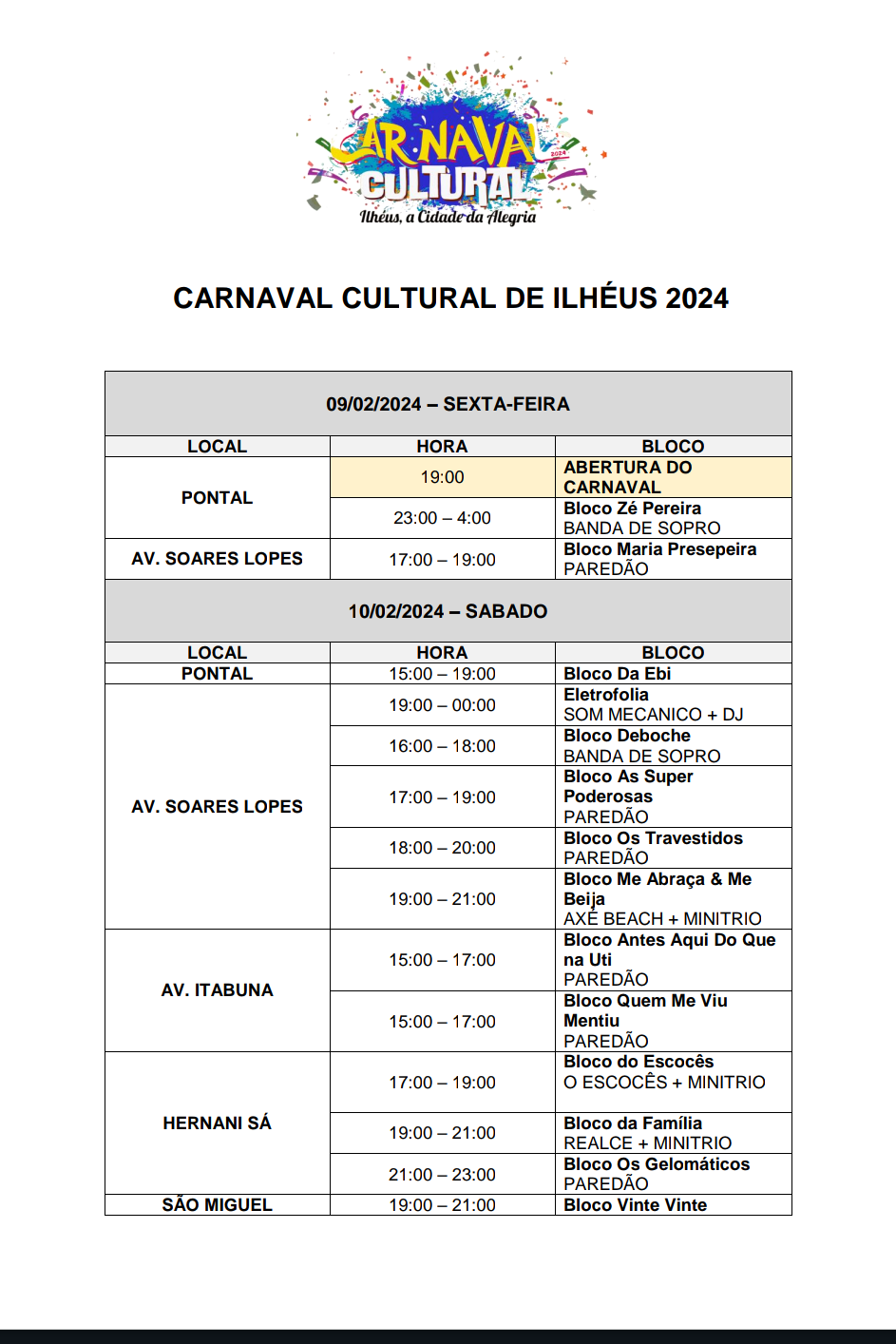 MAIS DE 80 BLOCOS VÃO DESFILAR NO CARNAVAL DE ILHÉUS