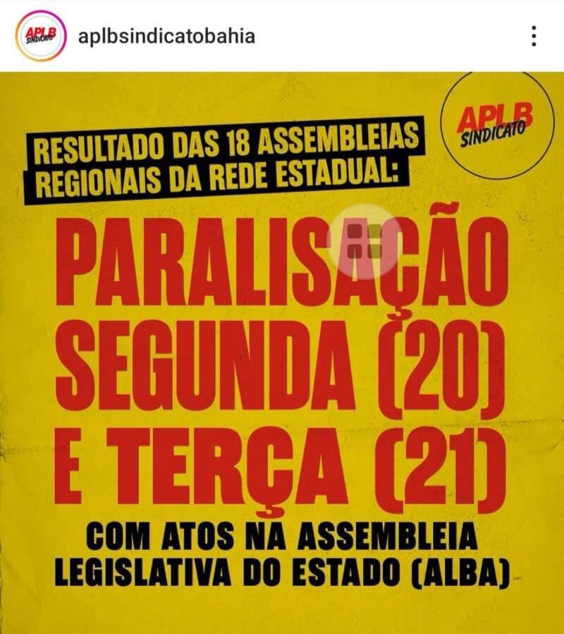 APPI/APLB ADERE PARALISAÇÃO DA REDE ESTADUAL DE ENSINO