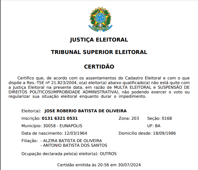 PRÉ-CANDIDATO A PREFEITO DE ILHÉUS, ROBÉRIO OLIVEIRA, ESTÁ INELEGÍVEL, SEGUNDO O TSE