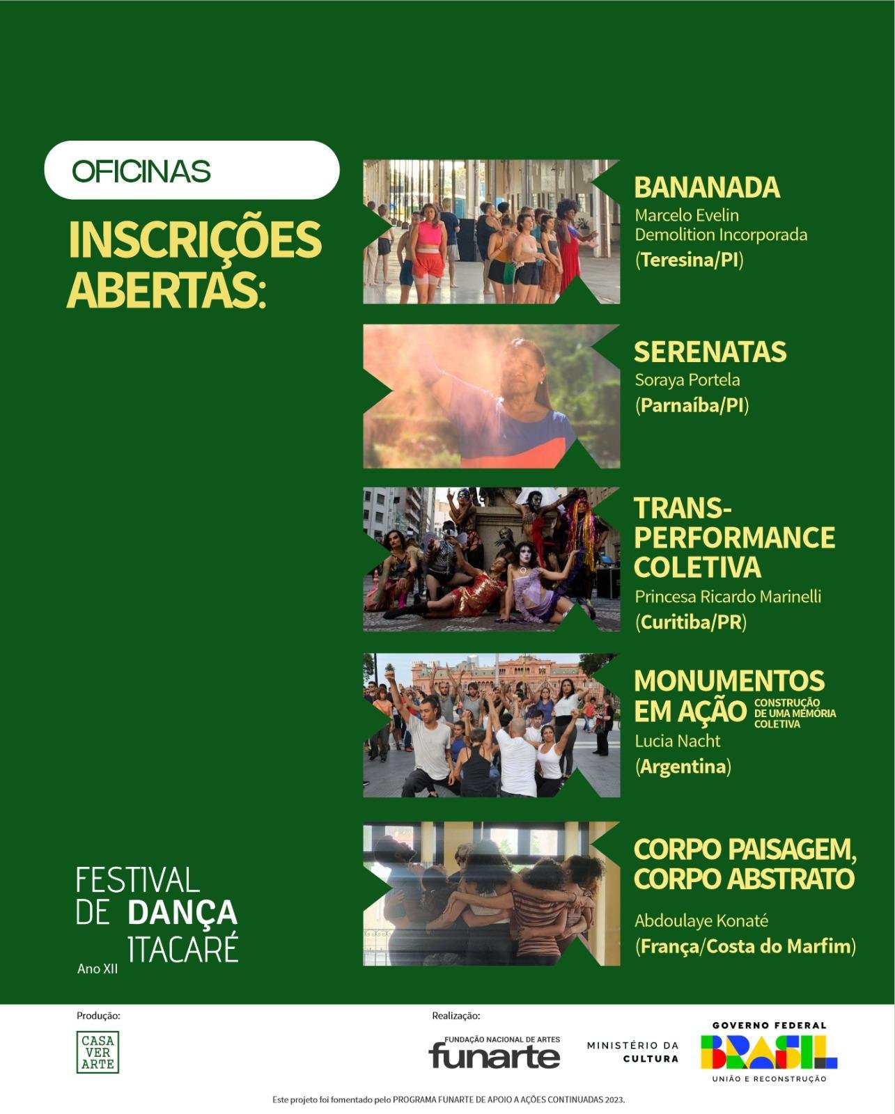 INSCRIÇÕES ABERTAS PARA OFICINAS DO XII FESTIVAL DE DANÇA ITACARÉ