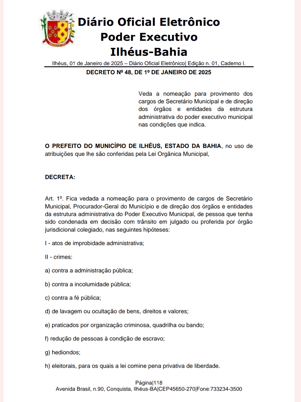 VALDERICO ASSINA DECRETO QUE EXIGE FICHA LIMA PARA NOMEAÇÕES
