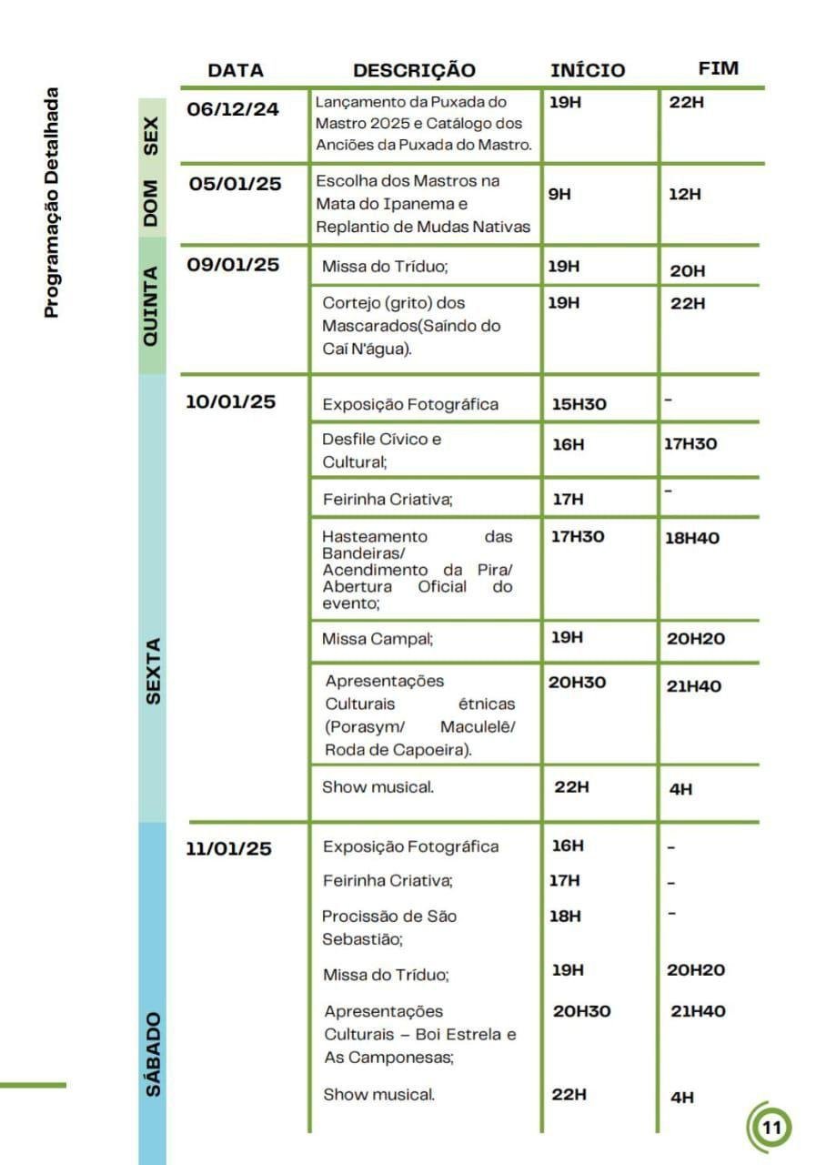 PUXADA DO MASTRO DE SÃO SEBASTIÃO EVIDENCIA A CULTURA DE OLIVENÇA COM UMA VASTA PROGRAMAÇÃO
