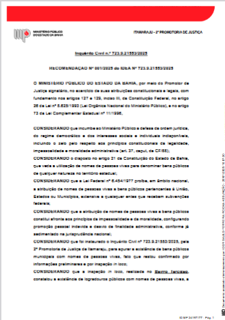 MINISTÉRIO PÚBLICO DETERMINA REVISÃO DE HOMENAGENS À FAMÍLIA CARLETTO