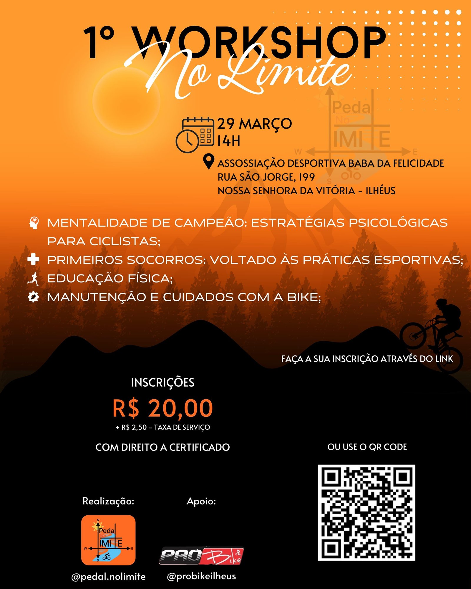 INSCRIÇÕES ABERTAS PARA O 1º WORKSHOP DO PEDAL NO LIMITE EM ILHÉUS