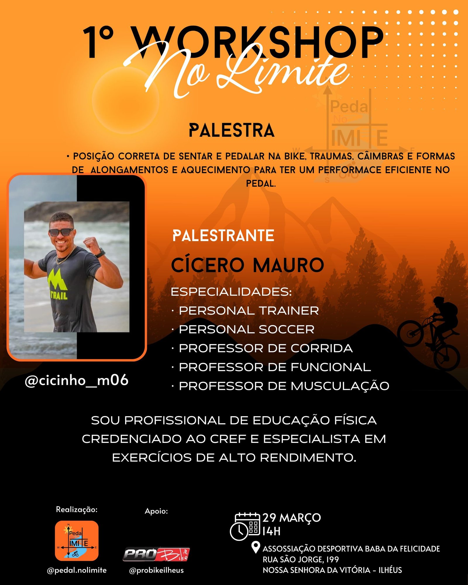 INSCRIÇÕES ABERTAS PARA O 1º WORKSHOP DO PEDAL NO LIMITE EM ILHÉUS