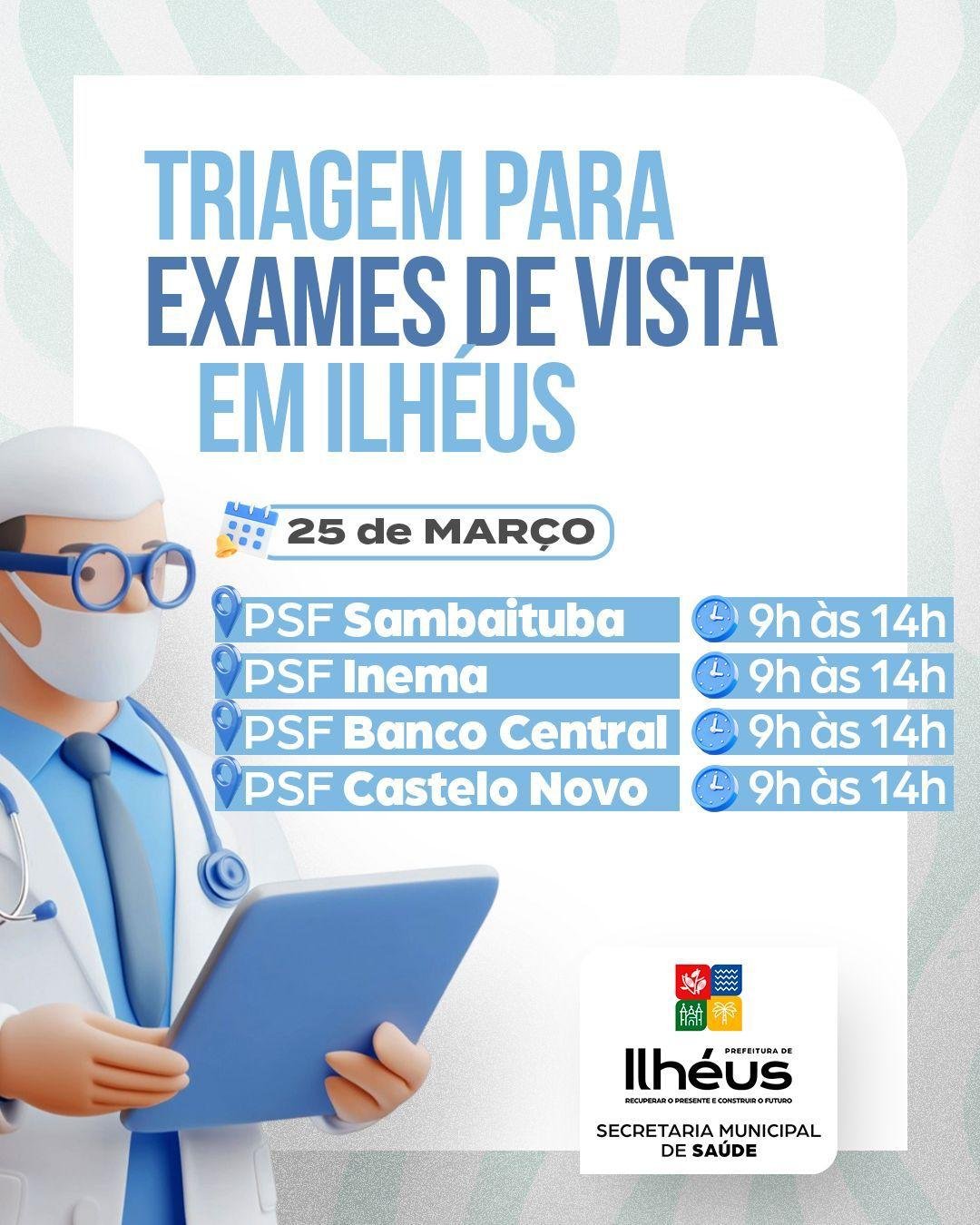 MUTIRÃO DE OFTALMOLOGIA LEVA ATENDIMENTO A COMUNIDADES DE ILHÉUS 
