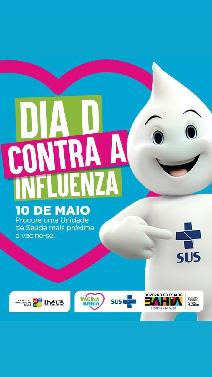ILHÉUS REALIZA DIA D DE VACINAÇÃO CONTRA A INFLUENZA NESTE SÁBADO, 10 DE MAIO