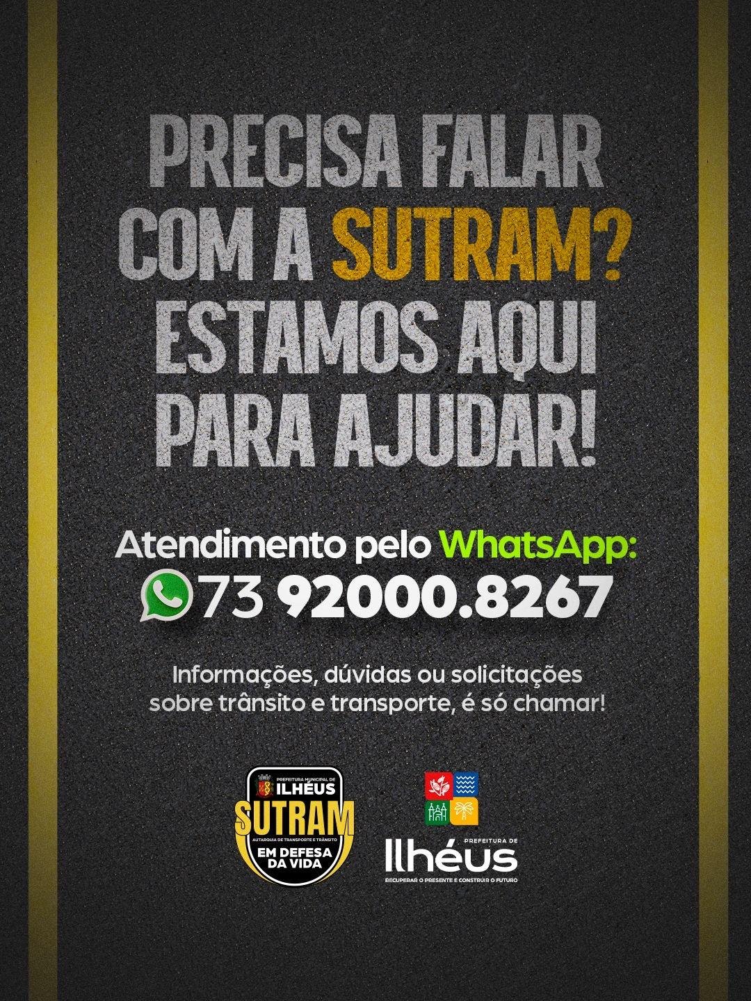 SUTRAM INFORMA NÚMERO DE WHATSAPP PARA INTENSIFICAR O ATENDIMENTO À POPULAÇÃO