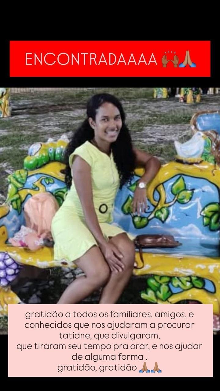 TATIANE SILVA SANTOS É ENCONTRADA COM VIDA EM ILHÉUS