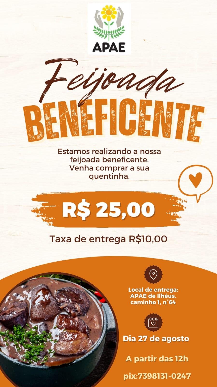 FEIJOADA BENEFICENTE DA APAE DE ILHÉUS ACONTECE NESTE DOMINGO (27)