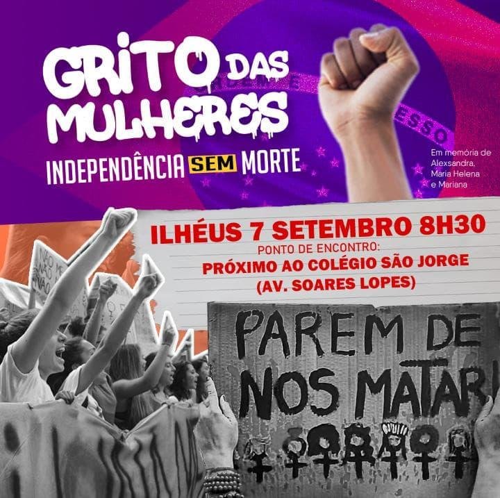 GRITO DAS MULHERES ACONTECE EM ILHÉUS NO DIA 7 DE SETEMBRO
