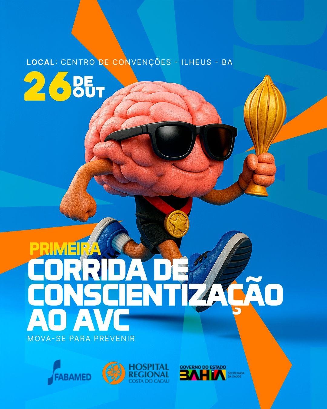 ESTÃO ABERTAS AS INSCRIÇÕES PARA A PRIMEIRA CORRIDA DE CONSCIENTIZAÇÃO AO AVC EM ILHÉUS