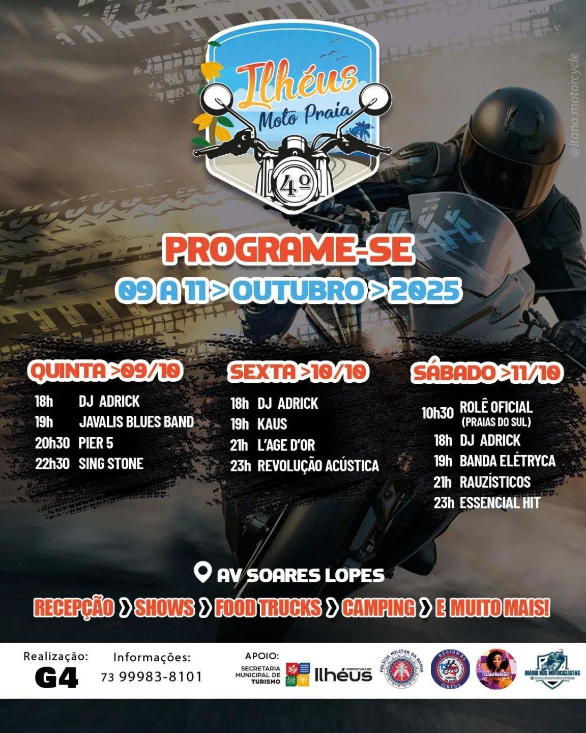 4ª EDIÇÃO DO ILHÉUS MOTO PRAIA ACONTECE A PARTIR DESTA QUINTA-FEIRA (09)