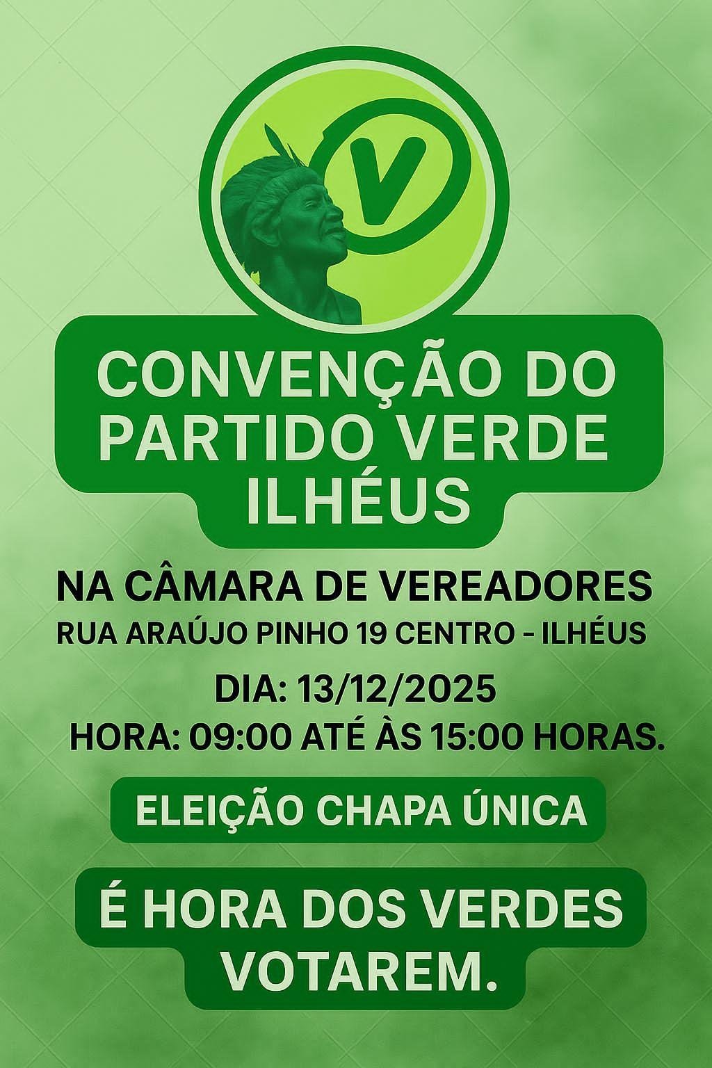 PARTIDO VERDE DE ILHÉUS REALIZA CONVENÇÃO MUNICIPAL NESTE SÁBADO (13)