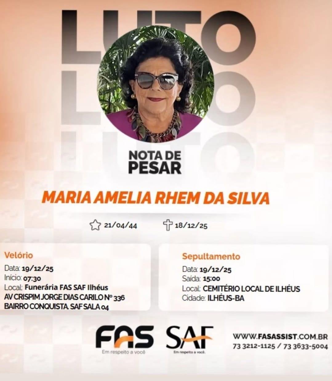 EX-PRIMEIRA-DAMA DE ILHÉUS, MARIA AMÉLIA, MORRE AOS 91 ANOS