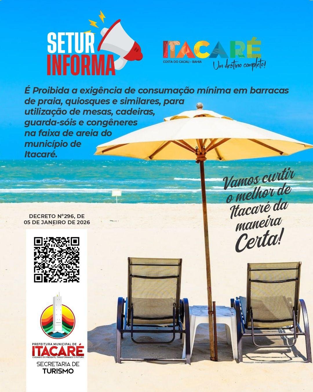 ITACARÉ PROÍBE EXIGÊNCIA DE CONSUMAÇÃO MÍNIMA EM BARRACAS DE PRAIA