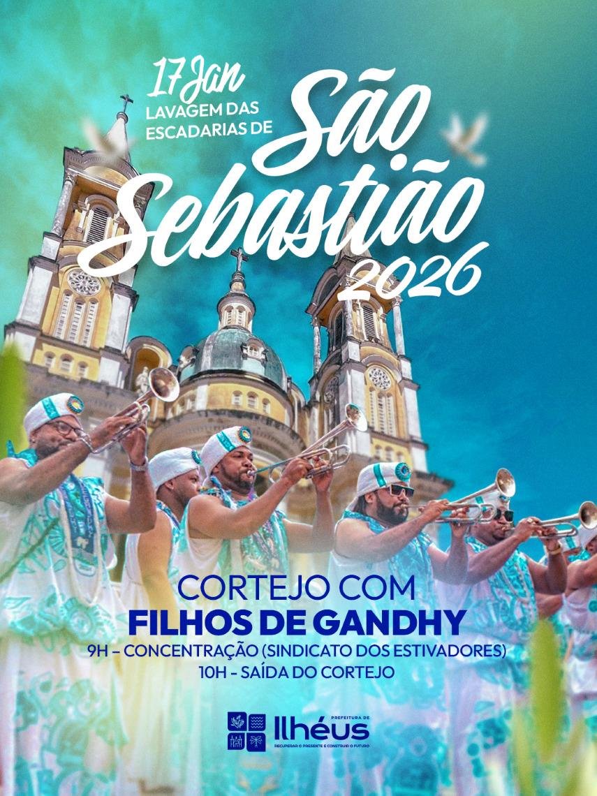 LAVAGEM DAS ESCADARIAS DA CATEDRAL DE SÃO SEBASTIÃO EM ILHÉUS TERÁ PARTICIPAÇÃO DOS FILHOS DE GANDHY