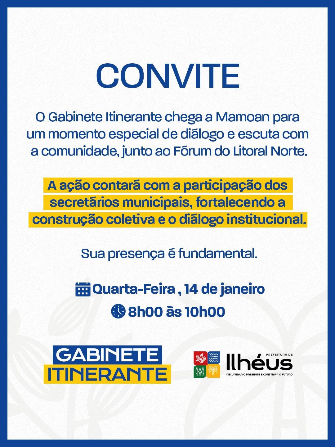 GABINETE ITINERANTE CHEGA A MAMOAN NESTA QUARTA-FEIRA (14)