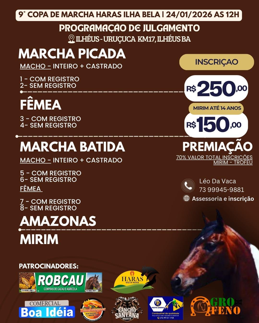 HARAS ILHA BELLA SERIA A 9ª COPA DE MARCHA, CONSIDERADA A MAIS LINDA DO SUL DA BAHIA