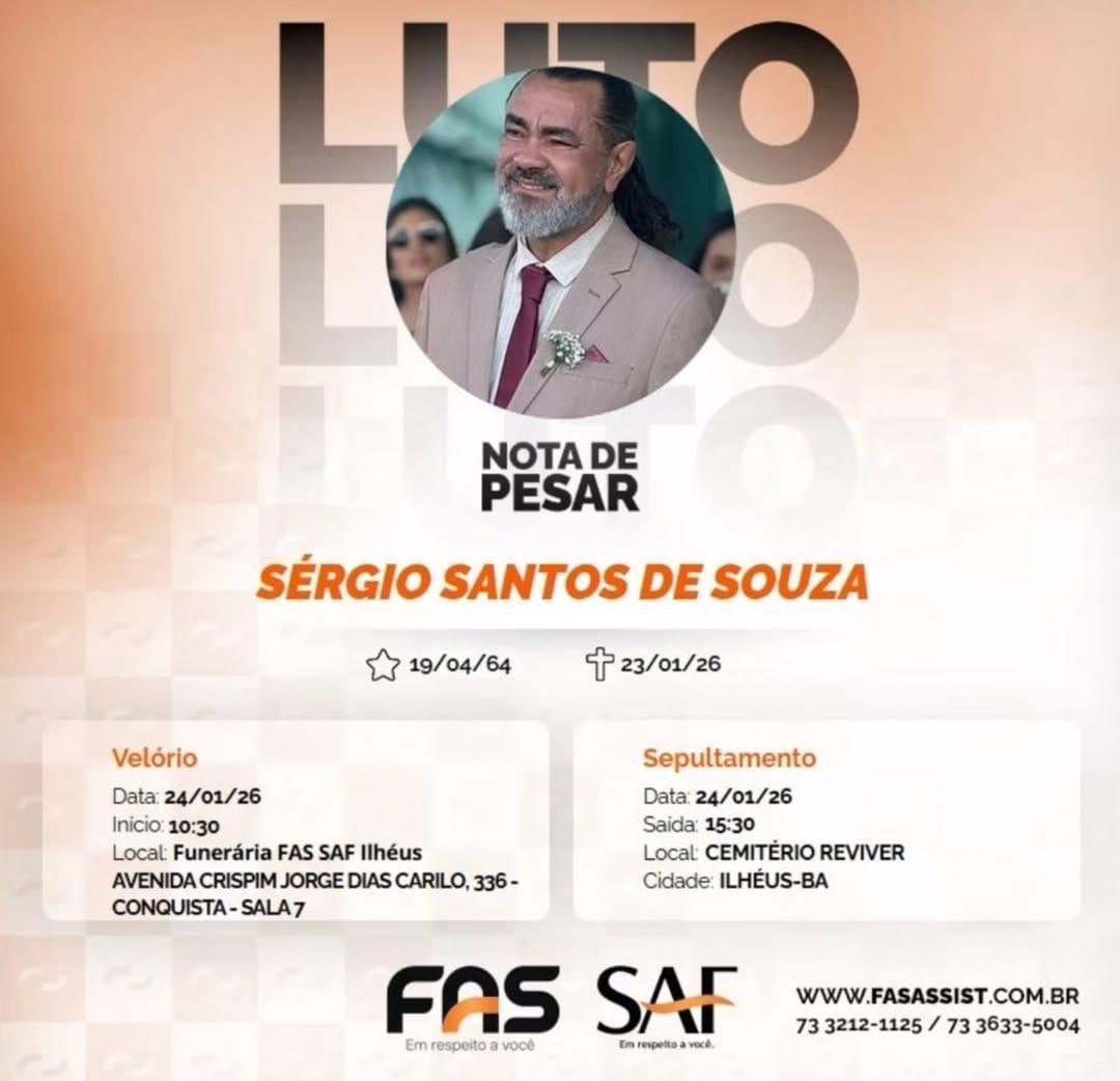 VELÓRIO DO PASTOR SÉRGIO SANTOS DE SOUZA, TIO DO EX-PREFEITO MARÃO, ACONTECE NESTE SÁBADO EM ILHÉUS VELÓRIO DO PASTOR SÉRGIO SANTOS DE SOUZA, TIO DO EX-PREFEITO MARÃO, ACONTECE NESTE SÁBADO EM ILHÉUS