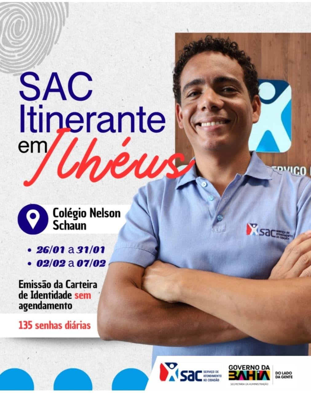 SAC ITINERANTE OFERECE EMISSÃO DE CARTEIRA DE IDENTIDADE EM ILHÉUS