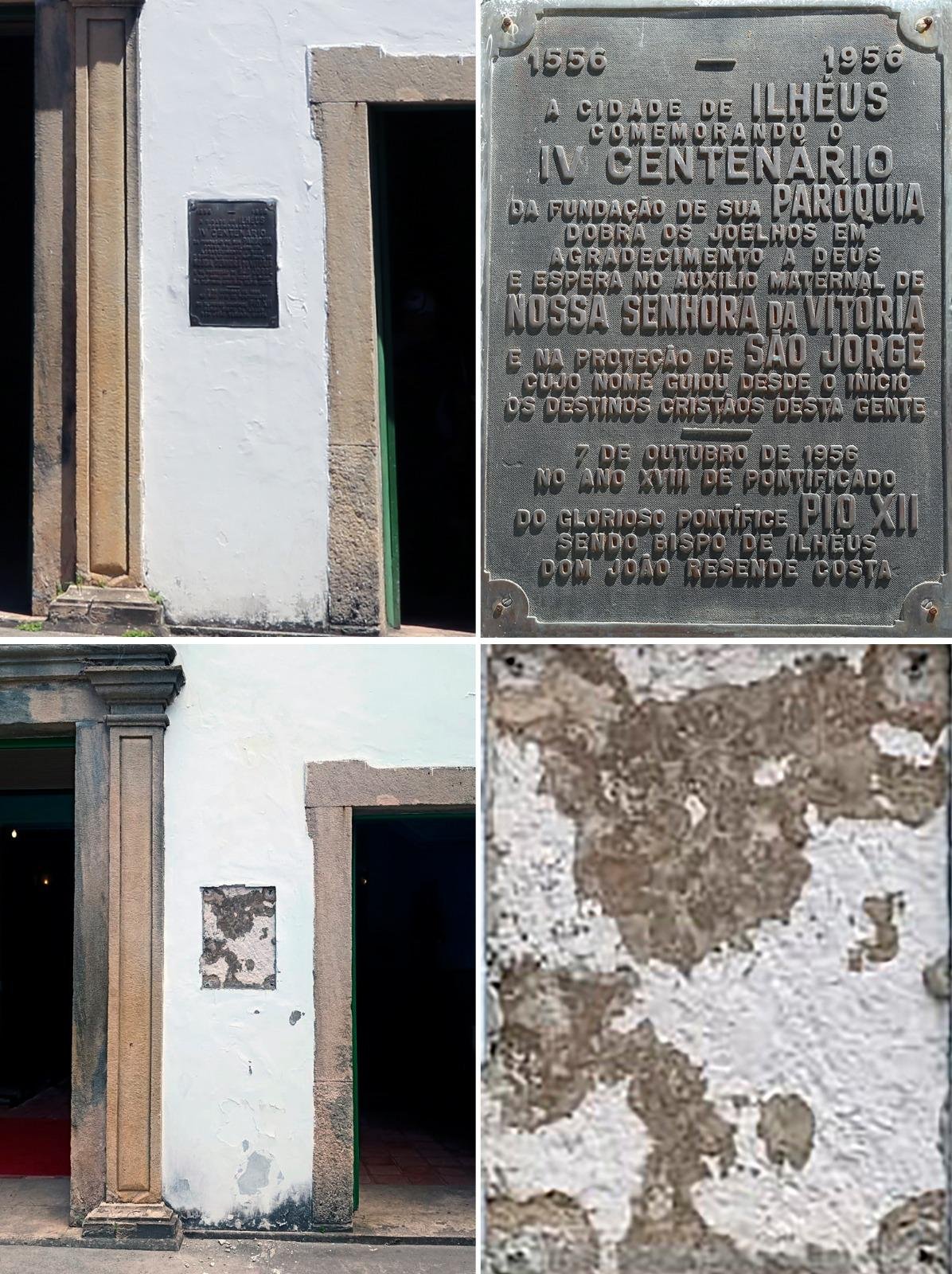 PLACA HISTÓRICA DA PARÓQUIA DE SÃO JORGE É ROUBADA EM ILHÉUS