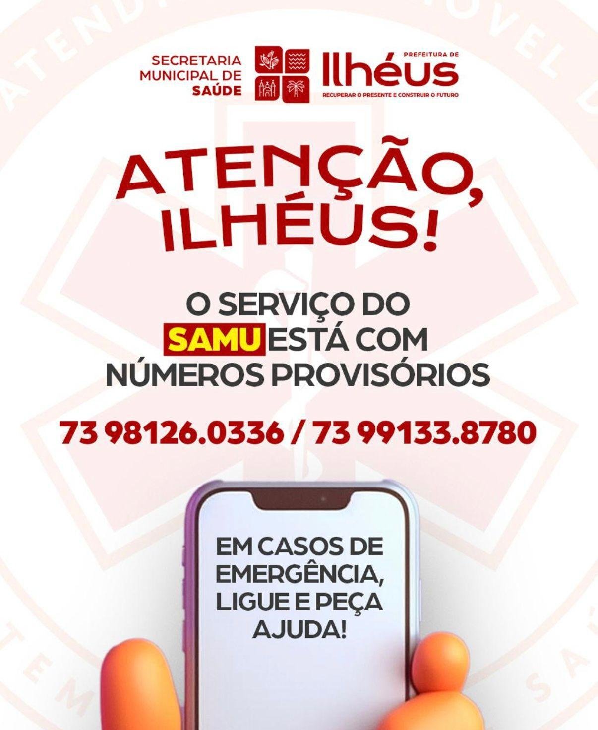 NÚMERO 192 DO SAMU ESTÁ TEMPORARIAMENTE FORA DO AR EM ILHÉUS 