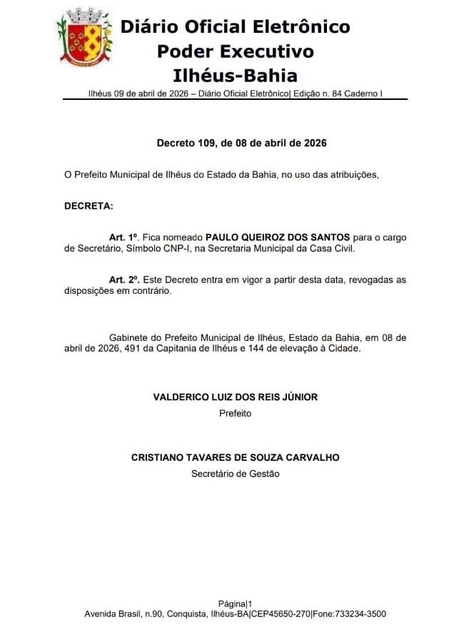 VALDERICO JÚNIOR REORGANIZA GOVERNO COM CLÁUDIO CARDOSO NA SERIN, PAULO QUEIROZ NA CASA CIVIL E DAVIDSON LEANDRO NA MARAMATA VALDERICO JÚNIOR REORGANIZA GOVERNO COM CLÁUDIO CARDOSO NA SERIN, PAULO QUEIROZ NA CASA CIVIL E DAVIDSON LEANDRO NA MARAMATA