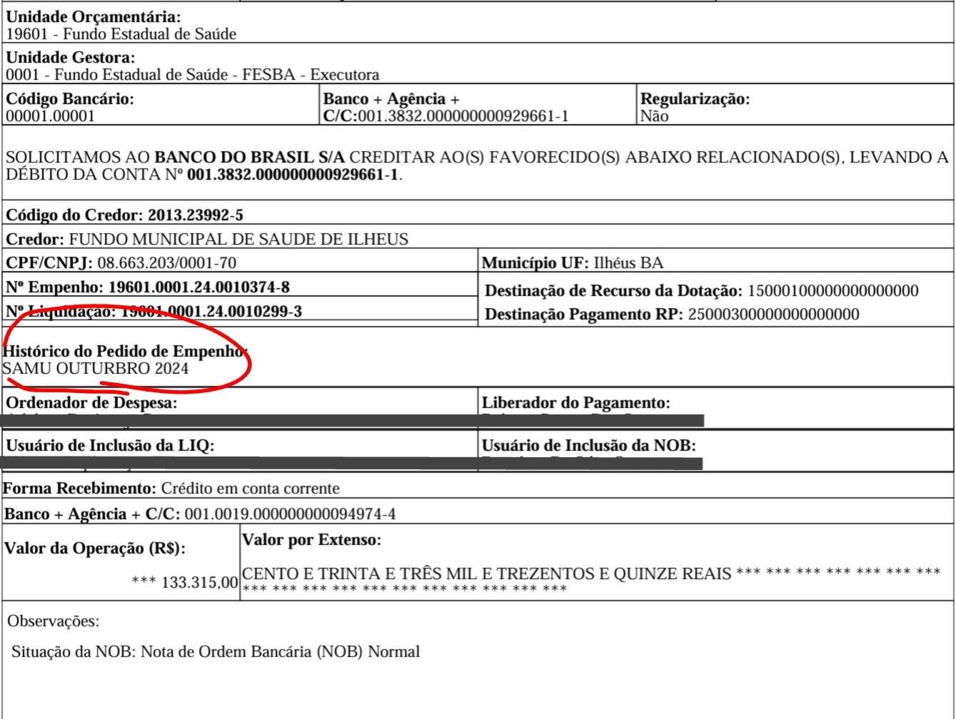 JERÔNIMO APRESENTA EXTRATOS DE PAGAMENTO DE 2024 PARA TENTAR COMPROVAR FALTA DE PAGAMENTO DE 2025 EM ILHÉUS