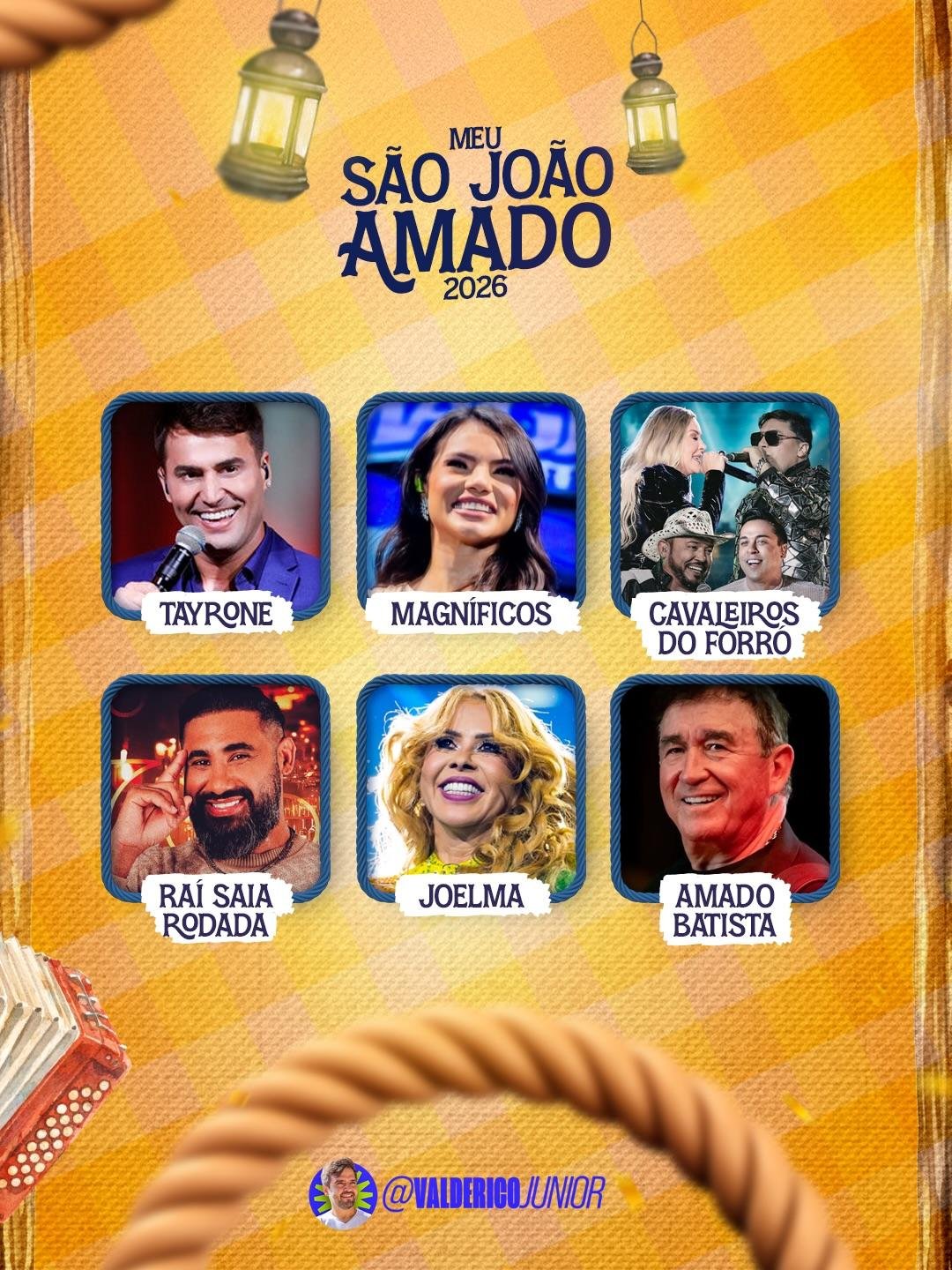 JOELMA, AMADO BATISTA, MAGNÍFICOS E CAVALEIROS DO FORRÓ ESTÃO NA GRADE DO “MEU SÃO JOÃO AMADO 2026” EM ILHÉUS