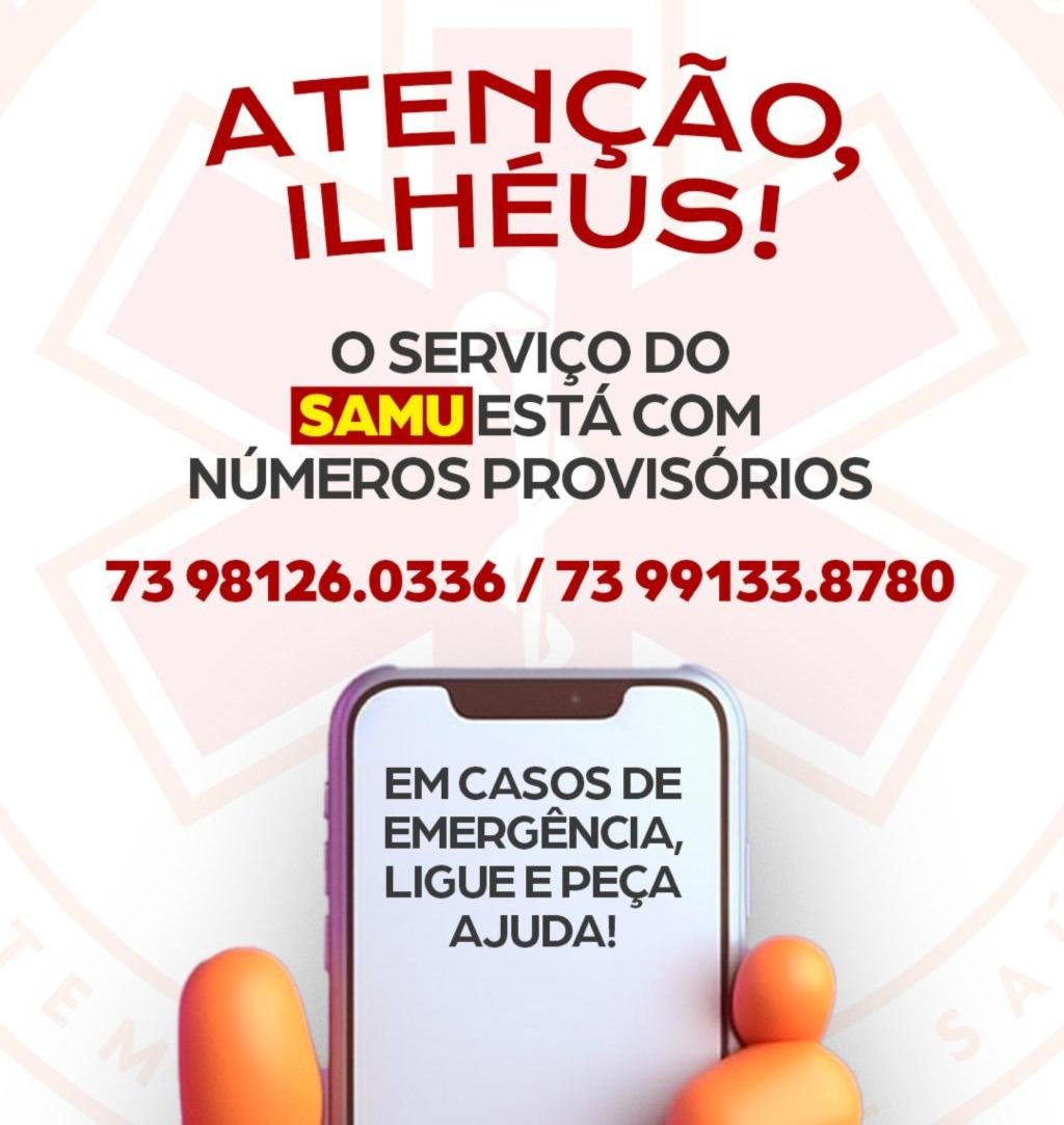 NÚMERO 192 DO SAMU FICARÁ TEMPORARIAMENTE FORA DO AR EM ILHÉUS NESTA SEXTA-FEIRA (15)
