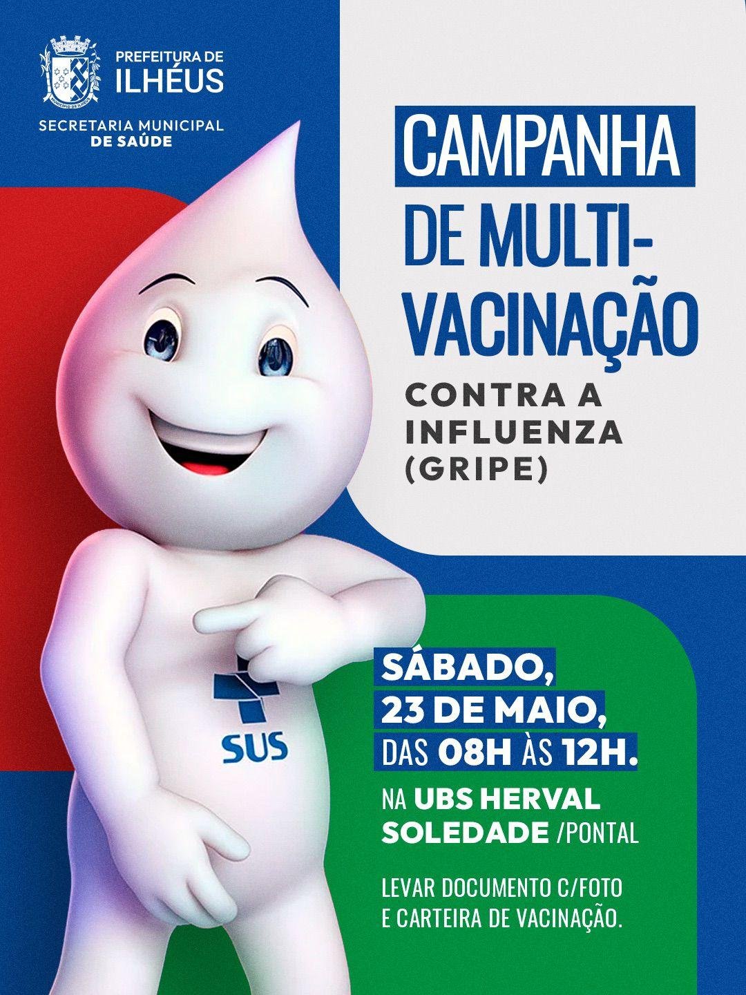 AÇÃO DE MULTI VACINAÇÃO SERÁ REALIZADA DIA 23 DE MAIO NO PONTAL, EM ILHÉUS 