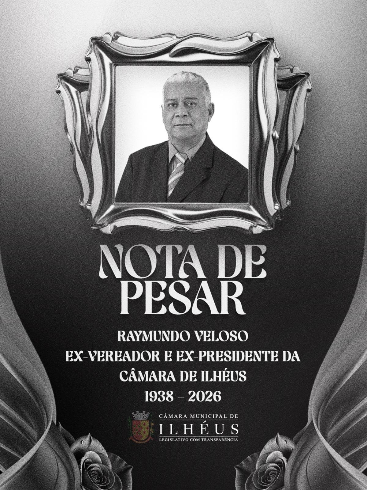 CÂMARA DE ILHÉUS MANIFESTA PESAR PELA MORTE DO EX-VEREADOR RAYMUNDO VELOSO