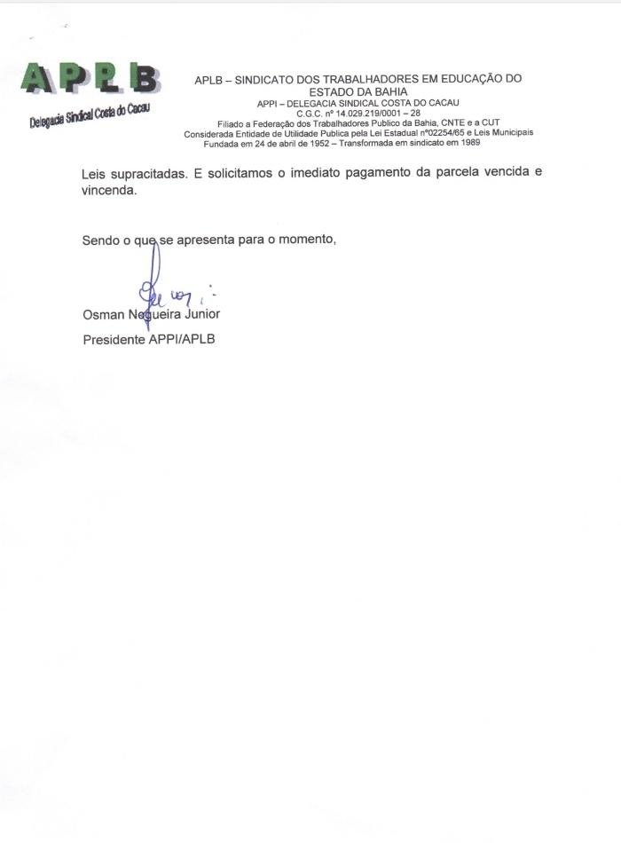 APPI/APLB COBRA REAJUSTE E RETROATIVO PARA APOSENTADOS DO PDV E PDVE EM ILHÉUS