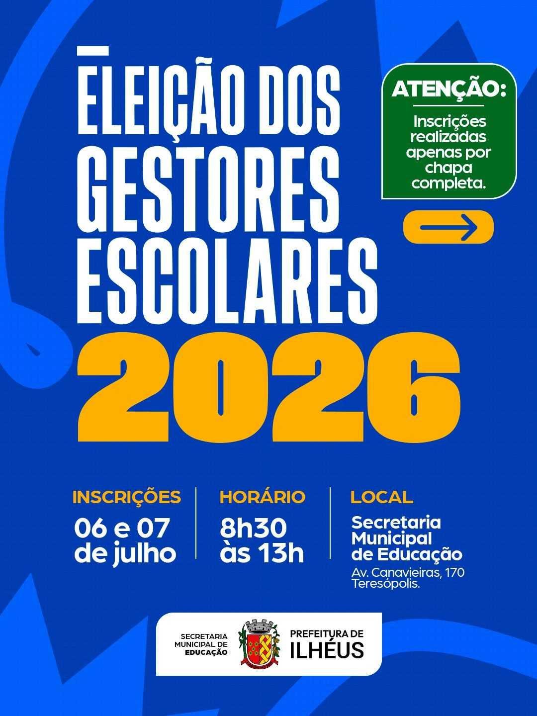 ILHÉUS ABRE PROCESSO DE ESCOLHA DE DIRETORES E VICE-DIRETORES DA REDE MUNICIPAL DE ENSINO