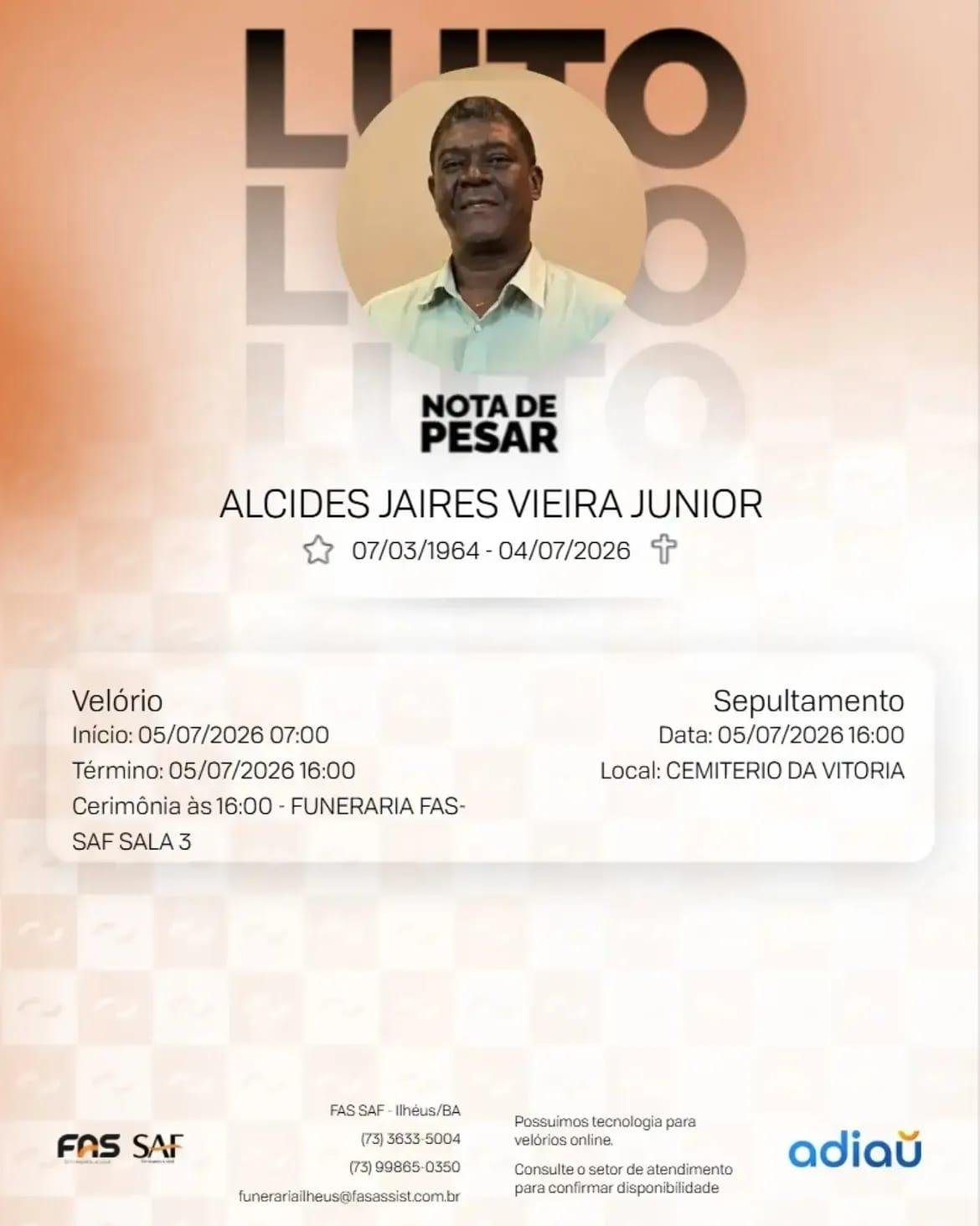 MORRE AOS 62 ANOS ALCIDES JAIRES, O MORRE AOS 62 ANOS ALCIDES JAIRES, O