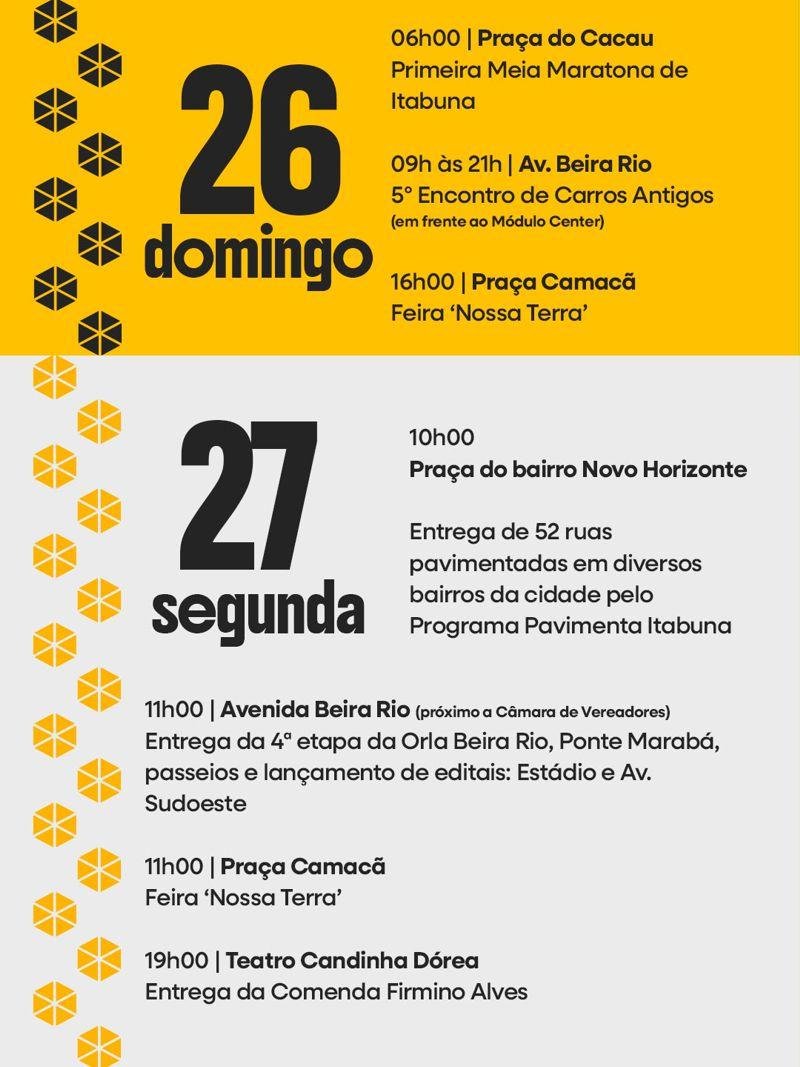 PREFEITURA DE ITABUNA DEFINE PROGRAMAÇÃO DE EVENTOS COMEMORATIVOS DOS 116 ANOS