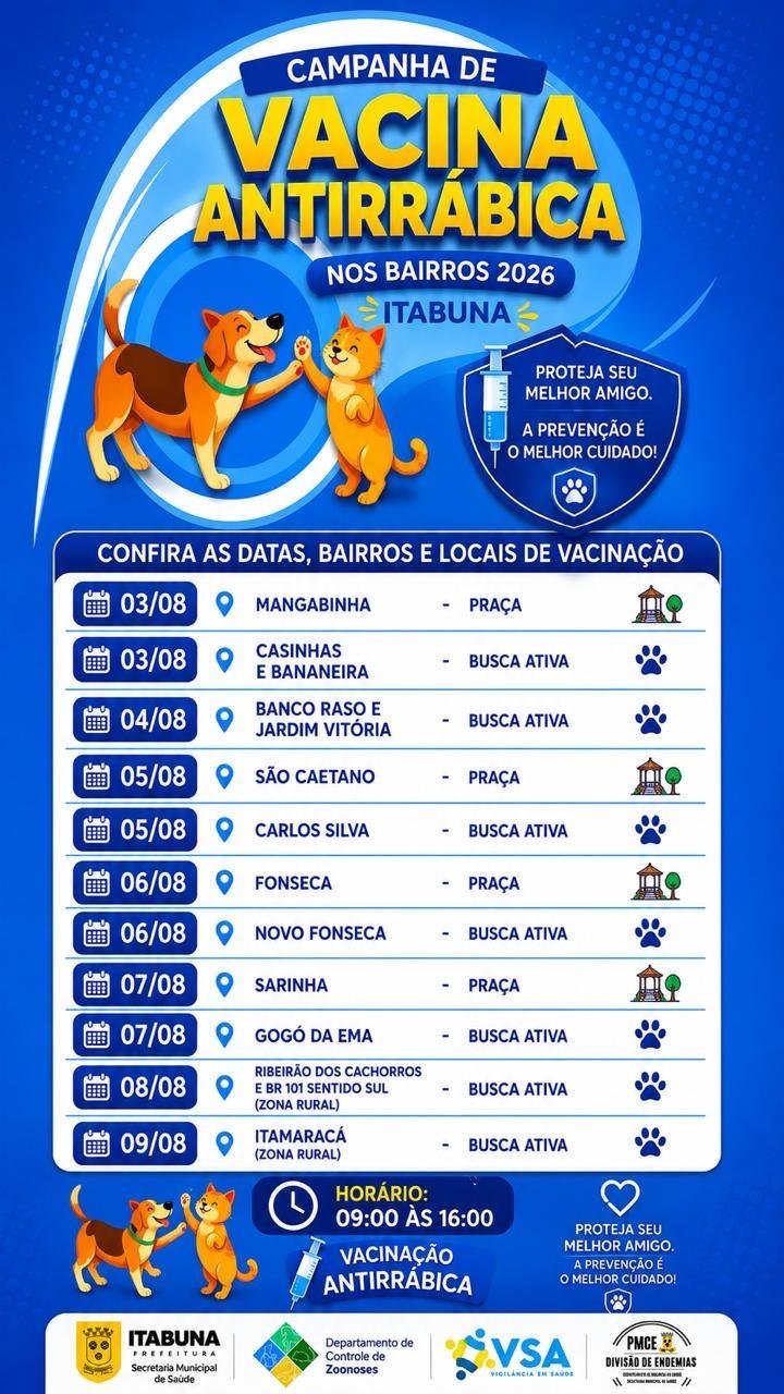 CAMPANHA ANTIRRÁBICA JÁ IMUNIZOU MAIS DE 11,6 MIL CÃES E GATOS EM ITABUNA