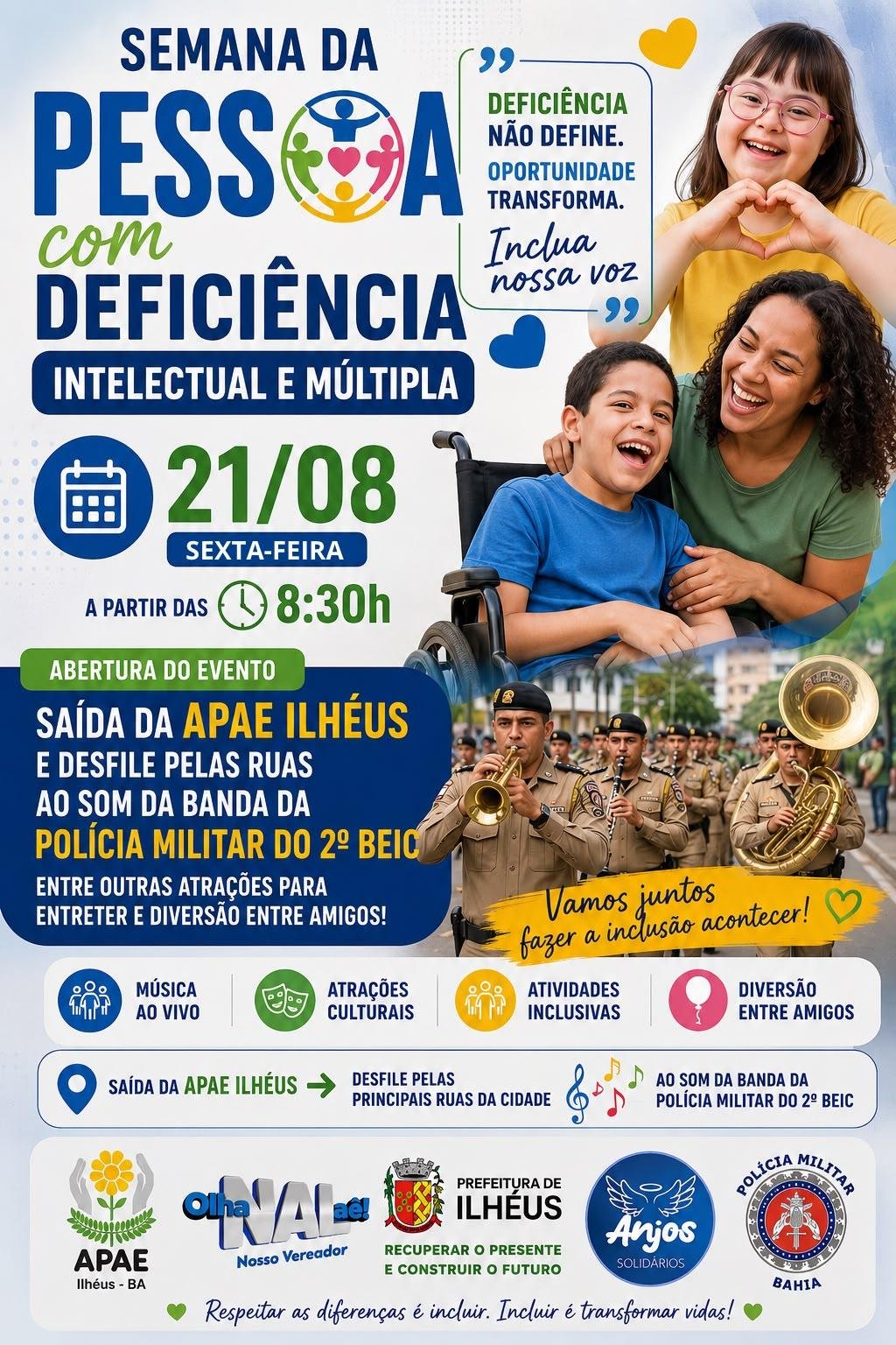 SEMANA DA PESSOA COM DEFICIÊNCIA TERÁ DESFILE PELAS RUAS DO HERNANI SÁ, EM ILHÉUS
