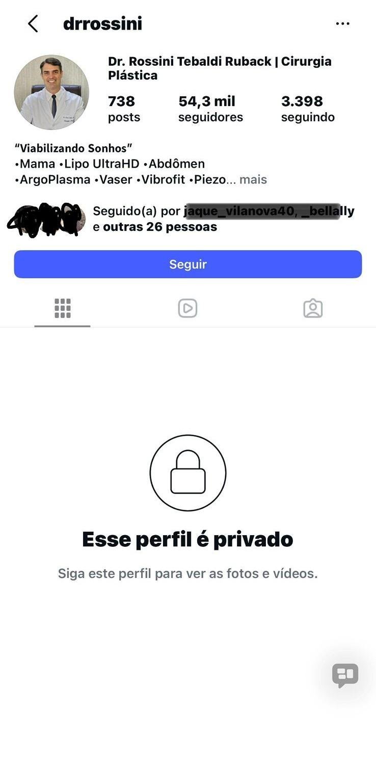 CIRURGIÃO ROSSINI COM 54 MIL SEGUIDORES NO INSTAGRAM RESTRINGE PERFIL APÓS MORTE DE PACIENTE EM CIRURGIã NA BAHIA CIRURGIÃO ROSSINI COM 54 MIL SEGUIDORES NO INSTAGRAM RESTRINGE PERFIL APÓS MORTE DE PACIENTE EM CIRURGIã NA BAHIA