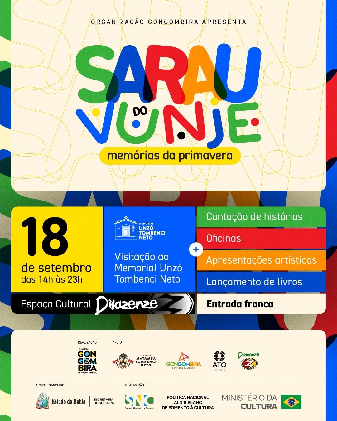 SARAU DO VUNJE PROMOVE CONTAÇÃO DE HISTÓRIAS, LANÇAMENTO DE LIVROS E SHOWS GRATUITOS EM ILHÉUS