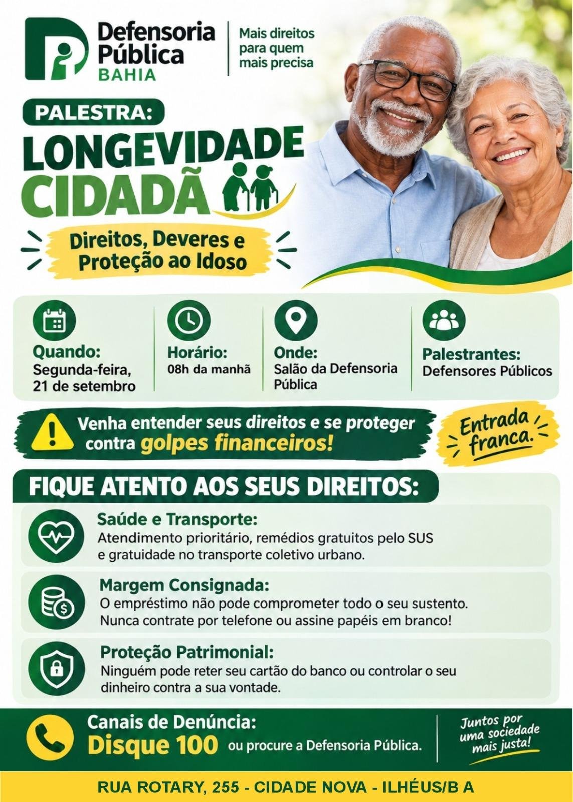 PALESTRA NA DEFENSORIA PÚBLICA DE ILHÉUS ORIENTA IDOSOS SOBRE DIREITOS E PREVENÇÃO A GOLPES