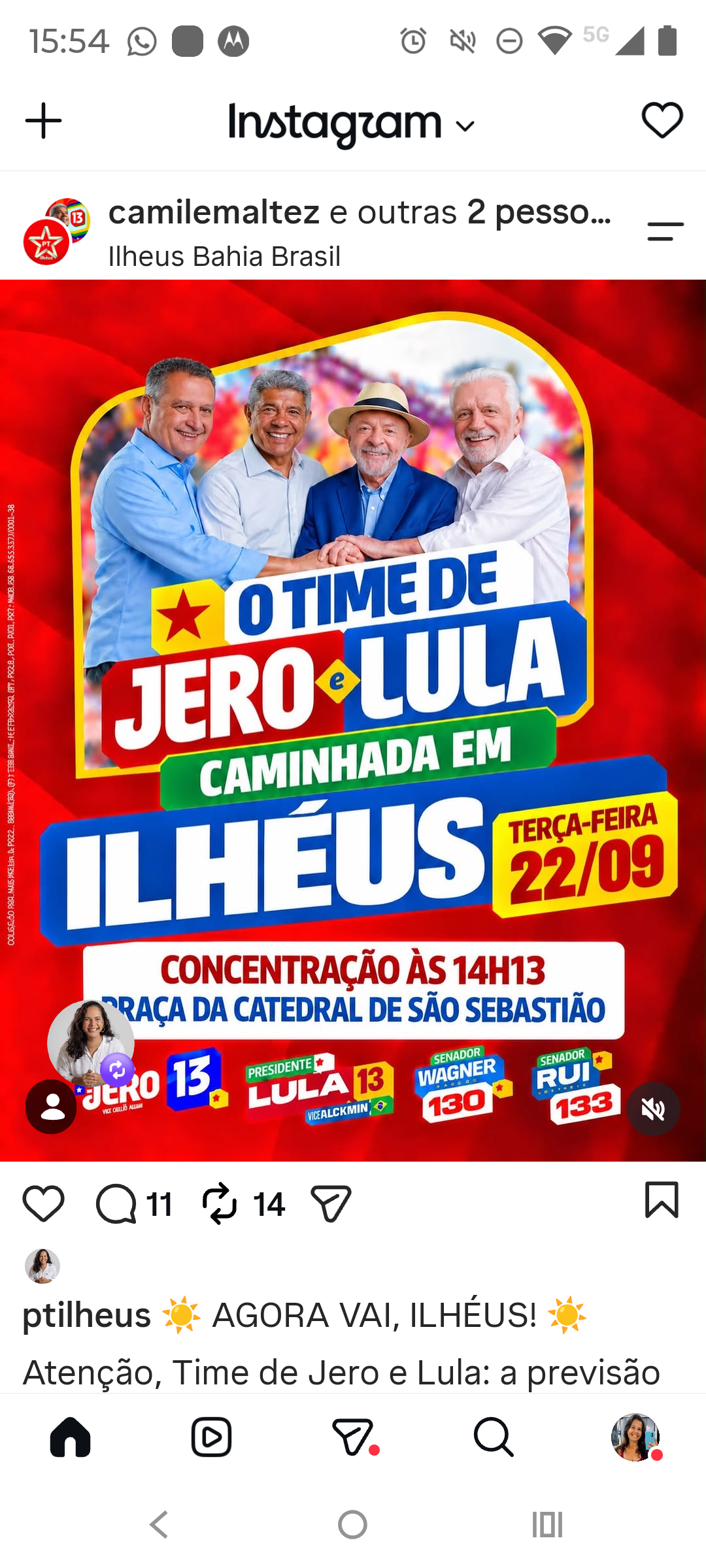 CAMINHADA DO TIME DE JERÔNIMO E LULA SERÁ NA TERÇA (22), COM CONCENTRAÇÃO NA CATEDRAL DE ILHÉUS ÀS 14H13 CAMINHADA DO TIME DE JERÔNIMO E LULA SERÁ NA TERÇA (22), COM CONCENTRAÇÃO NA CATEDRAL DE ILHÉUS ÀS 14H13
