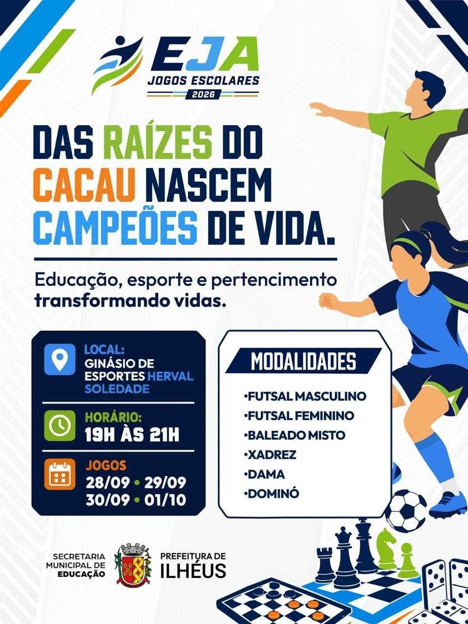 JOGOS ESCOLARES DA EJA ACONTECEM ENTRE OS DIAS 28 DE SETEMBRO E 1º DE OUTUBRO EM ILHÉUS 