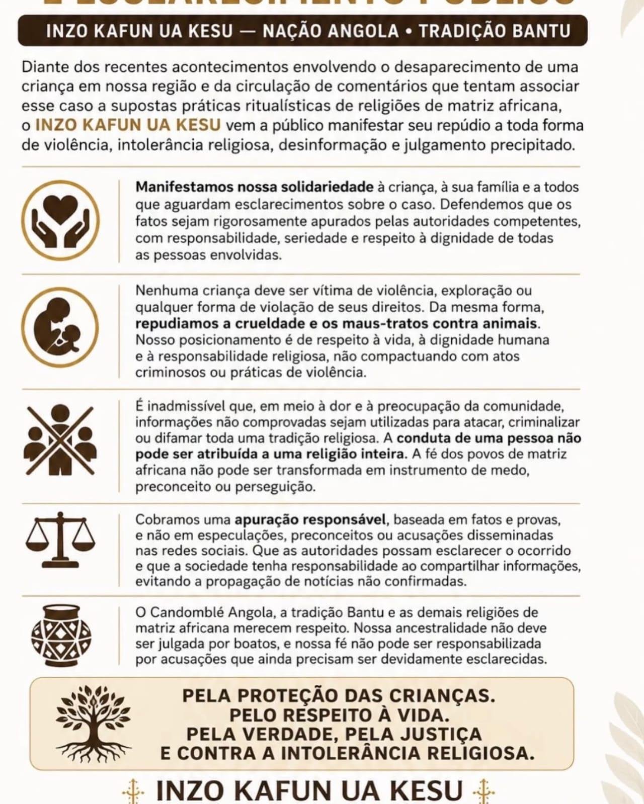 TERREIROS DE CANDOMBLÉ REPUDIAM VIOLÊNCIA CONTRA CRIANÇAS E ALERTAM PARA INTOLERÂNCIA RELIGIOSA APÓS CASO DO BEBÊ NOAH TERREIROS DE CANDOMBLÉ REPUDIAM VIOLÊNCIA CONTRA CRIANÇAS E ALERTAM PARA INTOLERÂNCIA RELIGIOSA APÓS CASO DO BEBÊ NOAH