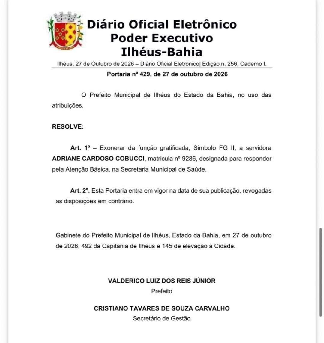ENFERMEIRA É EXONERADA DE FUNÇÃO GRATIFICADA APÓS PUBLICAÇÃO CONTRA PETISTAS EM ILHÉUS ENFERMEIRA É EXONERADA DE FUNÇÃO GRATIFICADA APÓS PUBLICAÇÃO CONTRA PETISTAS EM ILHÉUS