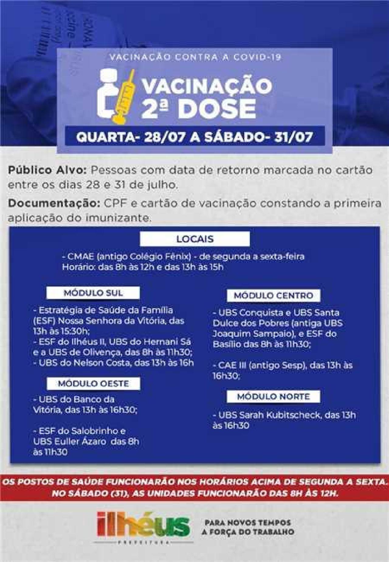 ILHÉUS VACINA 2 ª DOSE 